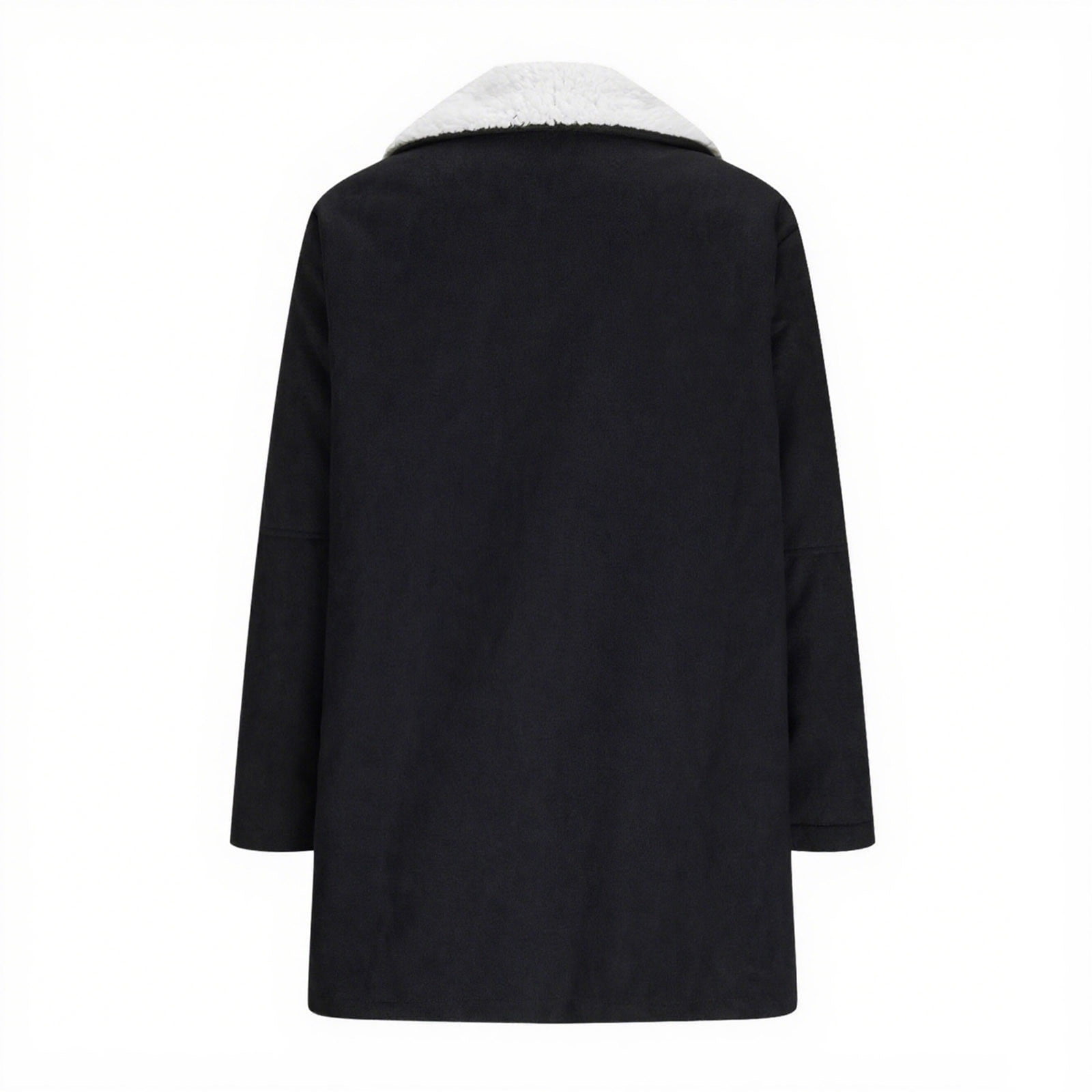 VINUSLI Fleece Lined Jacket Women with Hood Winter Outerwear Casual Soft Sherpa Horn Button Long Sleeve Faux Suede Pea Coats Black,XXXXXL