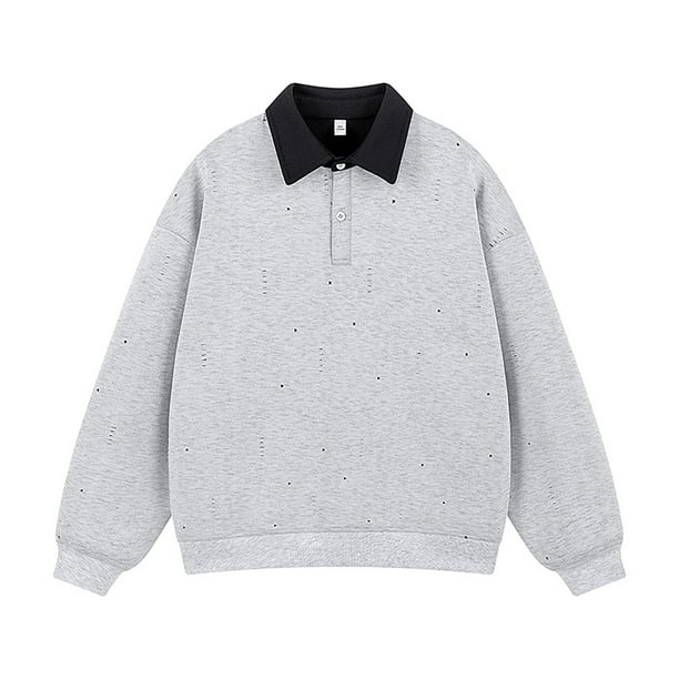 pstuiky Camisas de manga larga de invierno para hombre, Blusa/camiseta informal elegante a rayas de manga larga con cuello, botones y bolsillo para hombre camisetas de hombre l