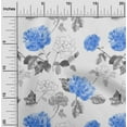 thumbnail image 1 of oneOone Cotton Flex Medium Blue Fabric Flower & Leaves Watercolor Quilting Supplies Print Sewing Fabric By The Yard 40 Inch Wide, 1 of 4