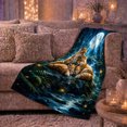 thumbnail image 6 of Cuddled Fox Family Serene Moonlit Forest Realistic Fantasy, Peaceful Woodland Scene, Warm Flannel Blanket for Cabin and Lodge, Garden Lovers Housewarming Gift, Fantasy Home Decor, 6 of 9
