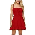 thumbnail image 2 of THDHVS Women's Casual Dresses,Summer Dresses for Women 2025,Fashion Women Summer Casual Sleeveless Solid Camis Backless High Waist Mini Dress Red L, 2 of 5