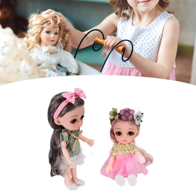 Ccdes Jouets de Poupée Simulation, 2 Pcs EN71 BJD Poupée 6.7 Po Articulations Rotatives Vêtements Magnifiques Poupée de Mode pour 3+, DIY Poupée de Déguisement