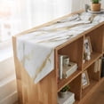 thumbnail image 4 of Modern White Gold Table Runner Linen Burlap Table Runner 72 Inches Long Abstract Marble Geometric Dresser Scarves for Kitchen Island Coffee Dining Room Party Wedding Banquet Holiday Decor 18"x72", 4 of 8