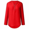 thumbnail image 5 of SDNall Womens Summer Long Sleeve Zip Casual Tunic V-Neck Rollable Blouse Tops, 5 of 9