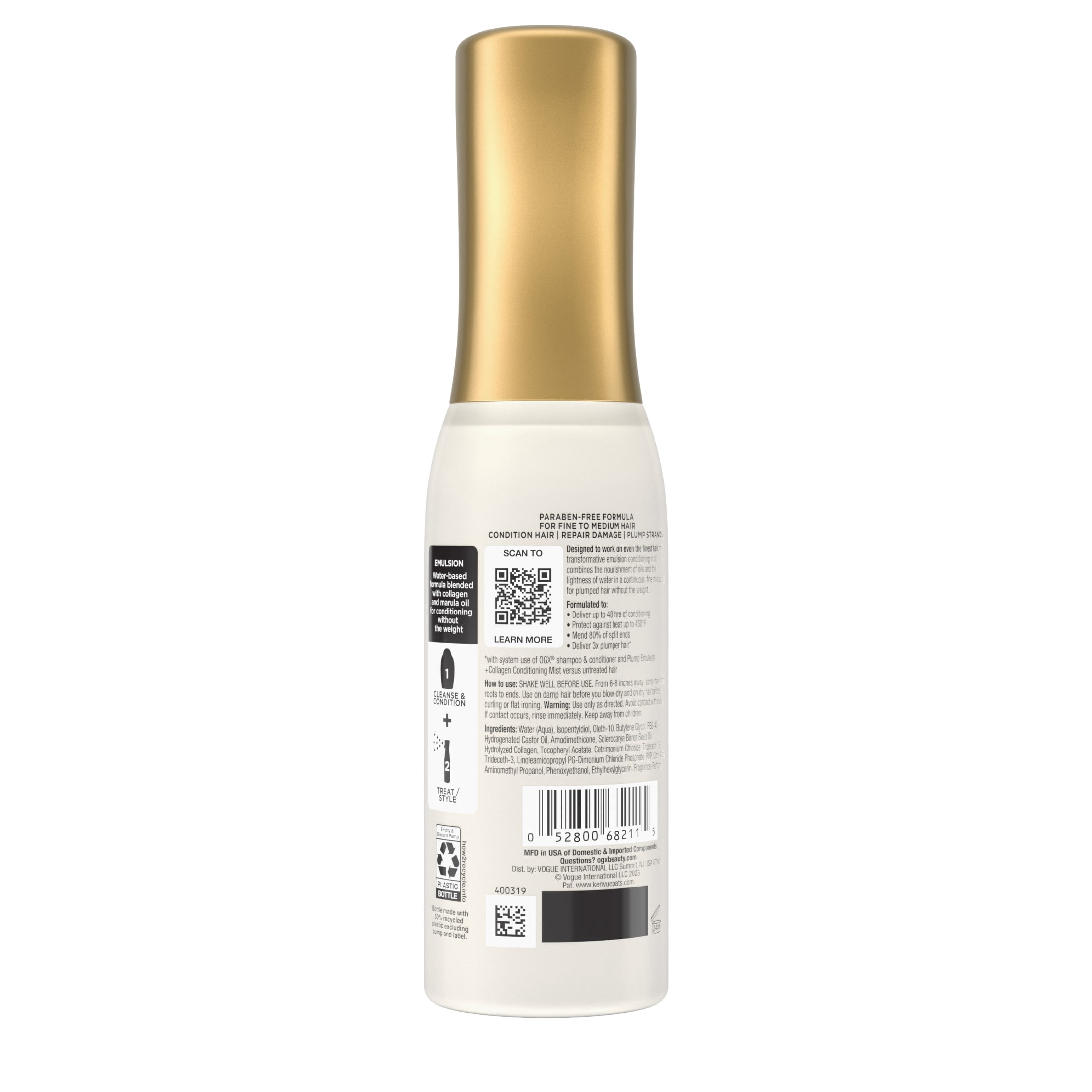 OGX Plump Emulsion + Collagen Conditioning Hair Mist Spray, 6.5 fl. oz