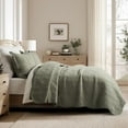 thumbnail image 3 of EVERGRACE 100% Cotton Scallop Quilt Set, King Size 3 Piece Set – Lightweight Bedspread with 2 Shams, Soft Prewashed Matelasse Coverlet for Cozy and Elegant Bedding, Olive Green, 3 of 8