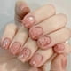 thumbnail image 1 of False Nails Short, French Stick on Nails, 24pcs Square Nude Press On Nails with Glue Sparks Fly Design Elegant Sweet Fake Nails for Women Girls (Firew, 1 of 4