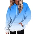 thumbnail image 2 of HAPIMO Gradient Sweatshirt for Women Pocket Drawstring Pullover Tops Solid Color Long Sleeve Relaxed Fit Womens Hoodie Sweatshirt Teen Girls Clothes Blue, 2 of 6