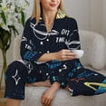 thumbnail image 4 of Goofa Space Printed Women’s 2 Piece Pajama Set Super,Pajamas Women's Long Sleeve Sleepwear Soft Button Down Loungewear Pjs Lounge Set Nightwear-, 4 of 9