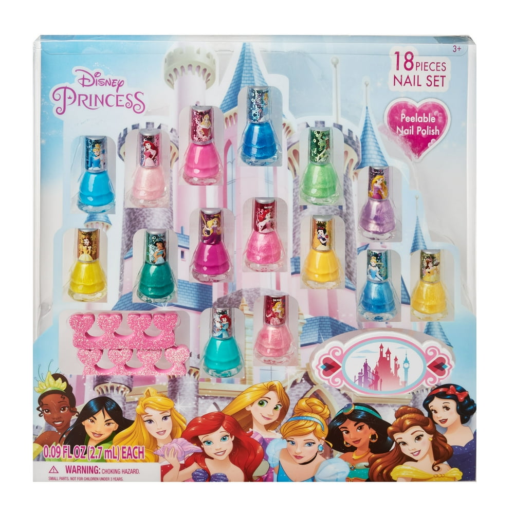 (15 value) Disney Princess Nail Polish Gift Set Sparkle, PeelOff, 18
