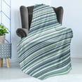 thumbnail image 4 of Striped Soft Flannel Fleece Blanket, Abstract Narrow Bands Group of Long Same Bars Vintage Geometric Artwork Image Print, Cozy Plush for Indoor and Outdoor Use, 50" x 60", Teal Blue, by Ambesonne, 4 of 5