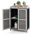 thumbnail image 6 of FONIRRA Outdoor Wood Garden Potting Bench Table with Tool Storage Cabinet & Spacious Metal Tabletop for Backyard Patio Garden, Gray, 6 of 7