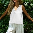 thumbnail image 6 of XUNKUSGA Cotton Linen Tank Tops for Women Retro Lace Splice V-Neck Tunic Tank Tops Summer Trendy Casual Loose Fit Sleeveless Blouses for Women,White,L, 6 of 10
