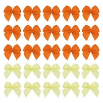 60 Pcs Mini Ribbon Bow 3/4" Mini Fabric Satin Ribbon Flower Bows for Craft DIY Sewing Wedding Birthday Party, Yellow/Orange