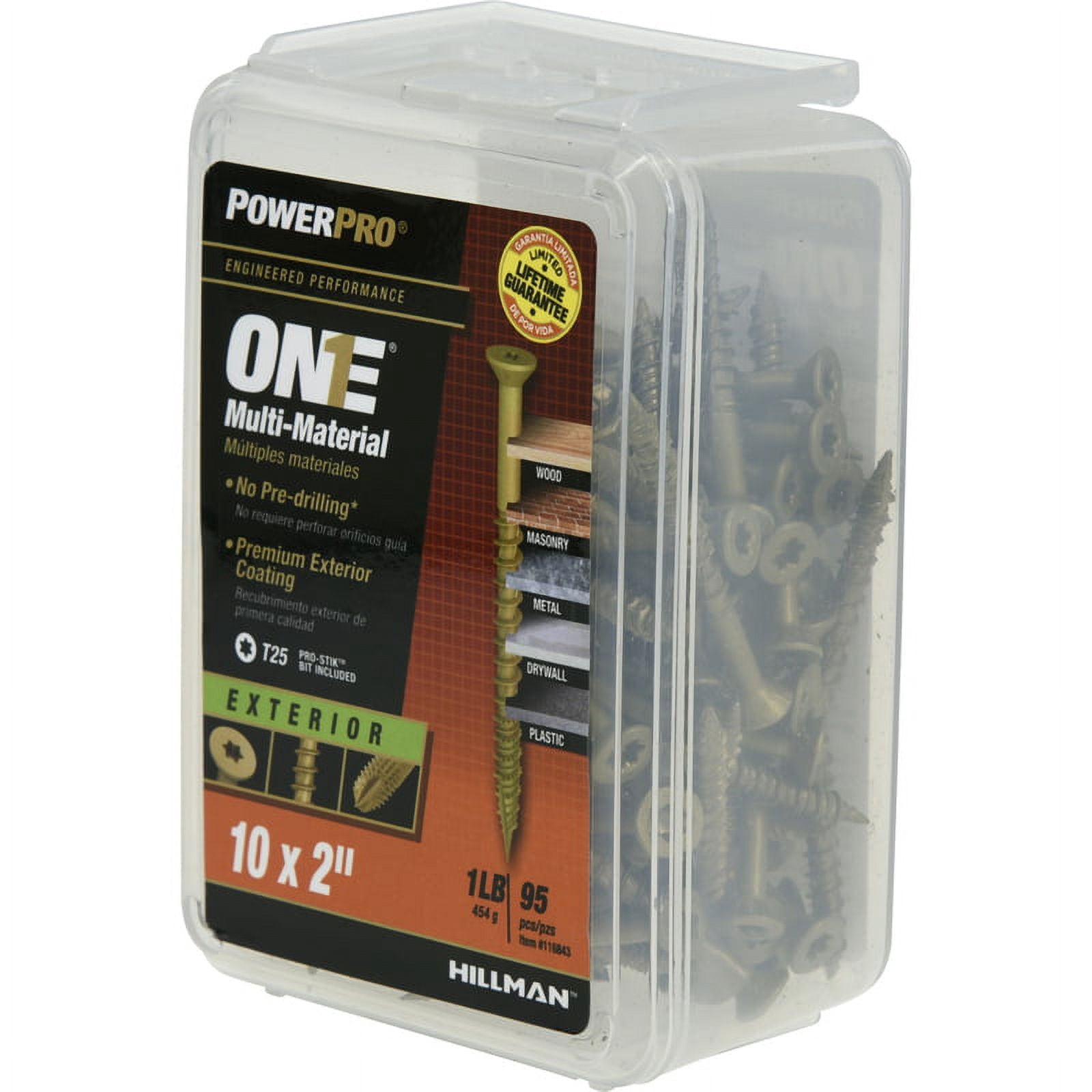 Hillman Fasteners 116843 Power Pro ONE Multi-Material Screws, #10 x 2"