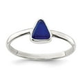 thumbnail image 2 of Sterling Silver Blue Sea Glass Triangle Ring Size 6, 2 of 3