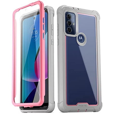 Poetic Guardian Case for Motorola Moto G Play 2023 Clear Case with Built-in Screen Protector Pink/Clear