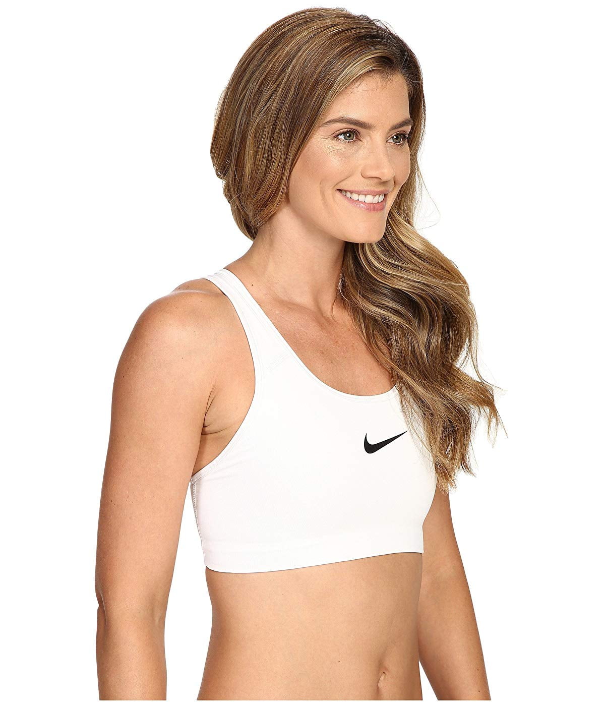 Nike 842398-100: Women's Swoosh White Sports Bra (L, White/Black)