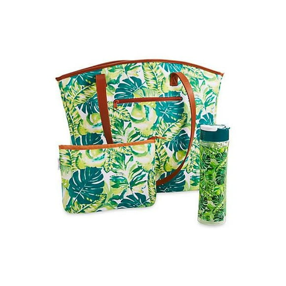 Fit and Fresh 7167FF1889 Fit Fresh Jungle Love Barbados Beach Bag Set, Green