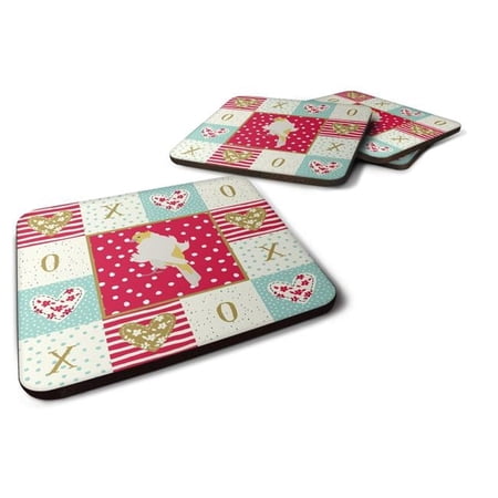 3.5 x 3.5 in. Parisian Trumpeter Canary Love Foam Coaster - Set of 4