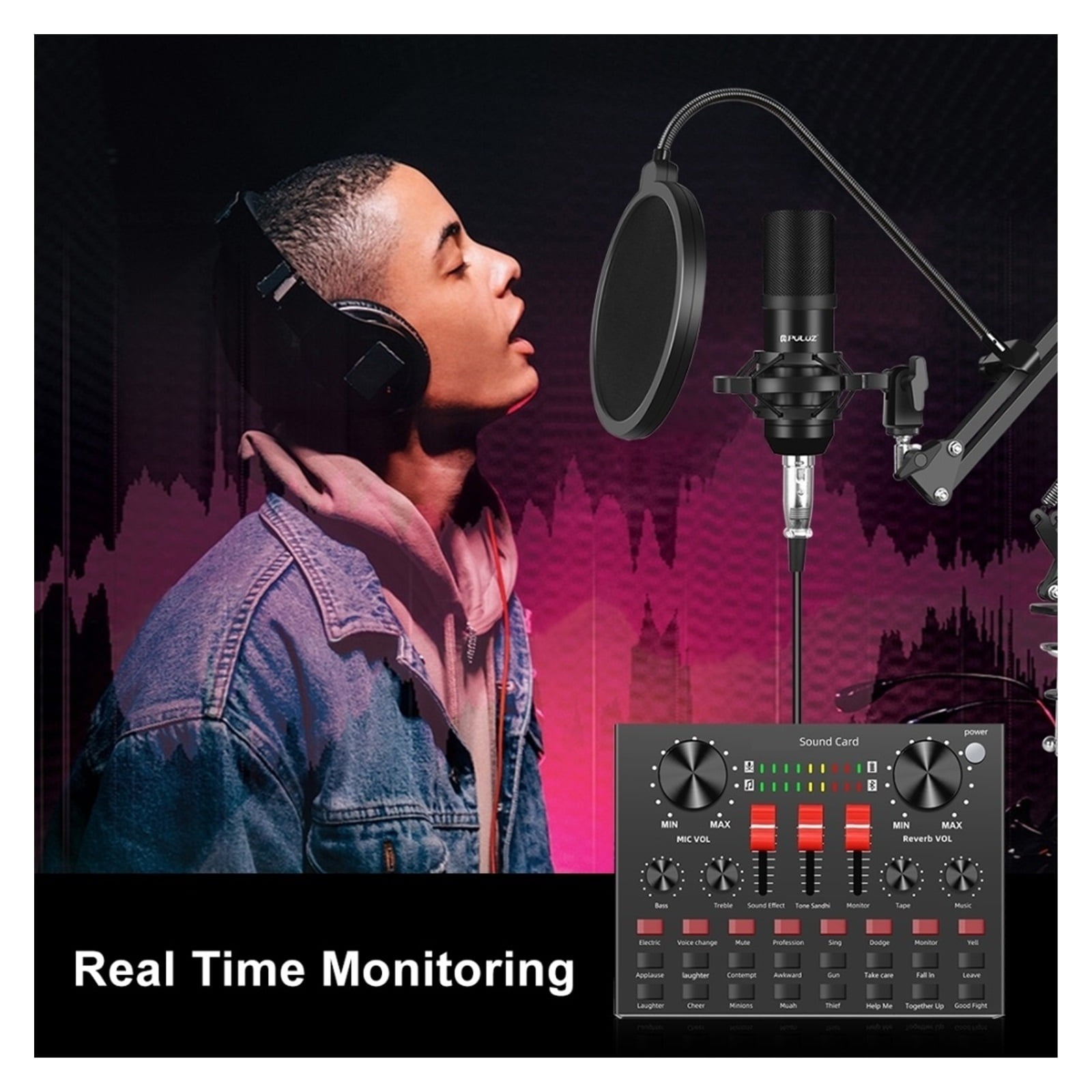 Sound Card Mixer Noise Reduction Microphone Voice Live Broadcast Kits For Phone Singing Gaming ,Professional Equipment