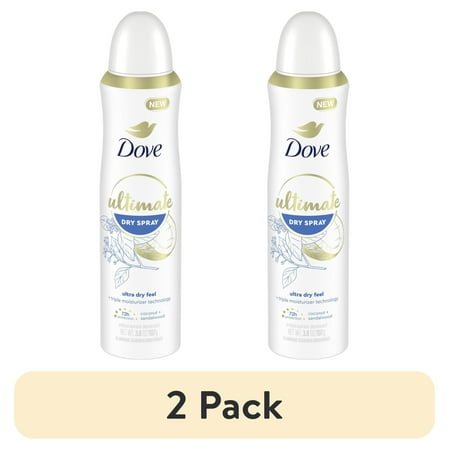 (2 pack) Dove Ultimate Long Lasting Female Antiperspirant Deodorant Dry Spray, Coconut and Sandalwood, 3.8 oz