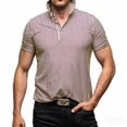 thumbnail image 5 of Timoontee Men's Fashion Short Sleeve Tee Collared Button Detail Printed Casual Durable All Season Easy Care Everyday Wear Brown XXXL, 5 of 9
