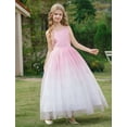 thumbnail image 5 of IDOPIP Flower Girls Spaghetti Strap Tulle Dress Long A Line Wedding Pageant Princess Birthday Party Dresses 3-14Y, 5 of 9