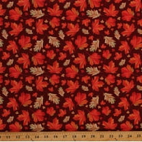 Cotton Seasonal Fall Leaves Autumn Pumpkins Thanksgiving Multicolor Cotton Fabric Print by the Yard (116672)