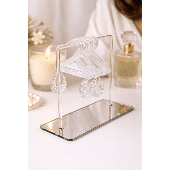 Mini Closet Earring Display Stand Jewelry Organizer, Acrylic, Clear