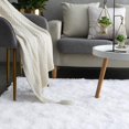 thumbnail image 2 of Homore Modern Shaggy Velvet Carpet for Living Room, 4' x 5.3' , White, 2 of 7