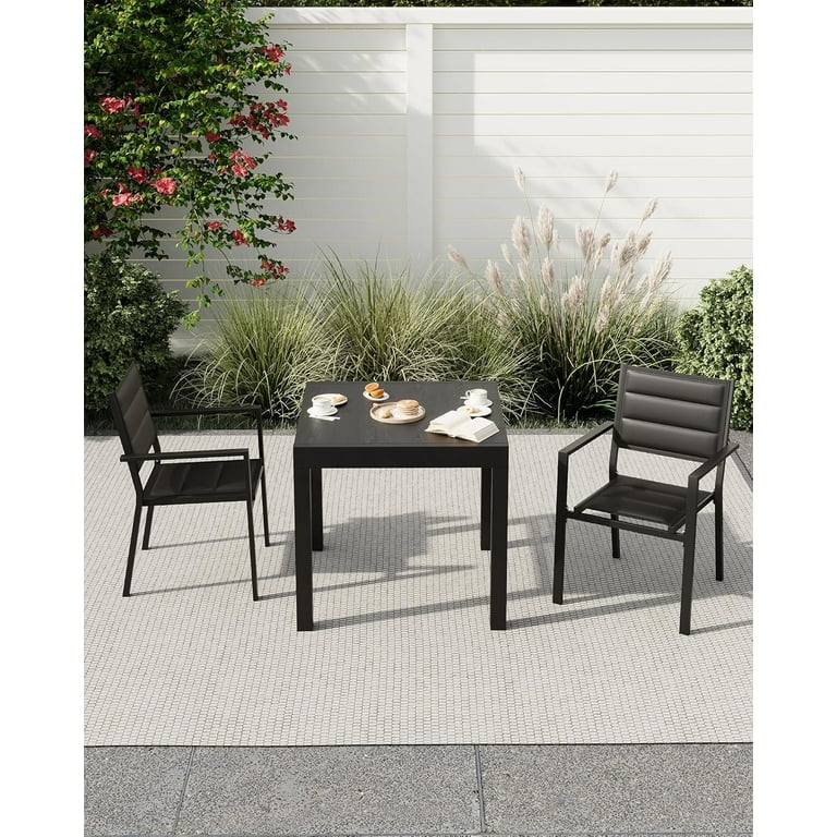 Stackable Patio Chairs Set of 2, Outdoor Aluminum Dining Chairs