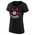 thumbnail image 2 of Women's G-III 4Her by Carl Banks Black LA Clippers Super-Slim Fit Lightweight Large City Logo T-Shirt, 2 of 3