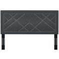 thumbnail image 4 of Contemporary Modern Urban Designer Bedroom Full and Queen Size Headboard, Rivet Nail, Fabric, Grey Gray, 4 of 5