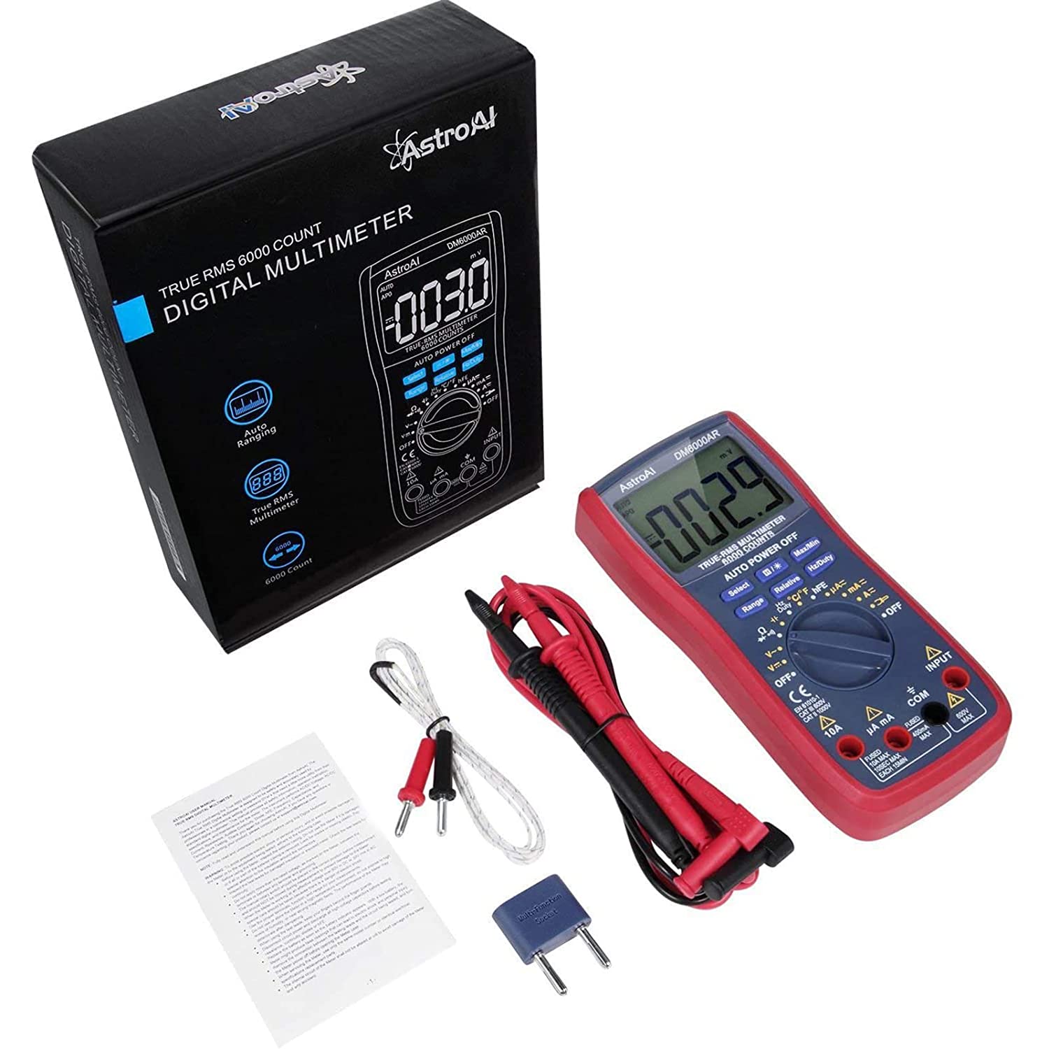 Digital Multimeter, AstroAI TRMS 6000 Counts Electrical Tester, Large Screen, Accurately Measures - image 5 of 9