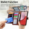 thumbnail image 4 of For Samsung Galaxy A14 Leather Phone Case Wallet Zipper Pocket Pouch Folio Flip Cover Kickstand, Multi Anti-theft Card Holder Cash Slot, Double Magnetic Buckle, Wrist Lanyard,Red, 4 of 12