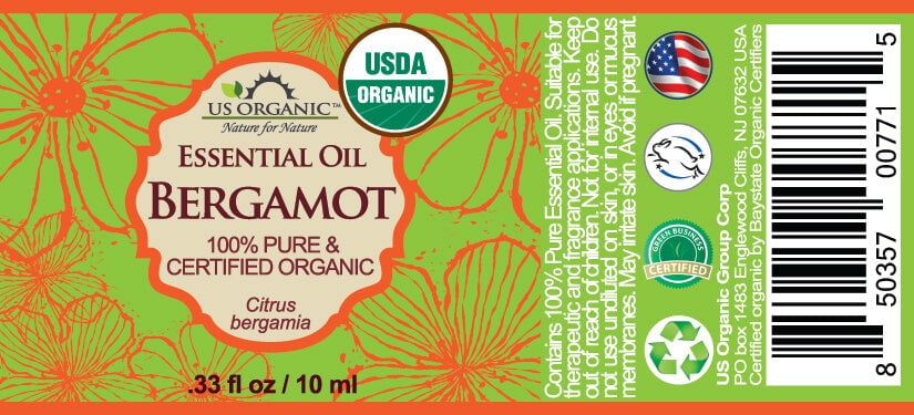US Organic Bergamot Essential Oil, 100% Pure Certified USDA Organic
