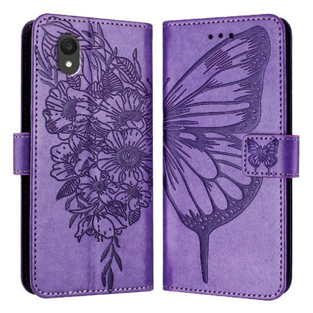 

Case for Tcl 20r Premium Leather Flip Cover Magnetic Embossing Butterfly