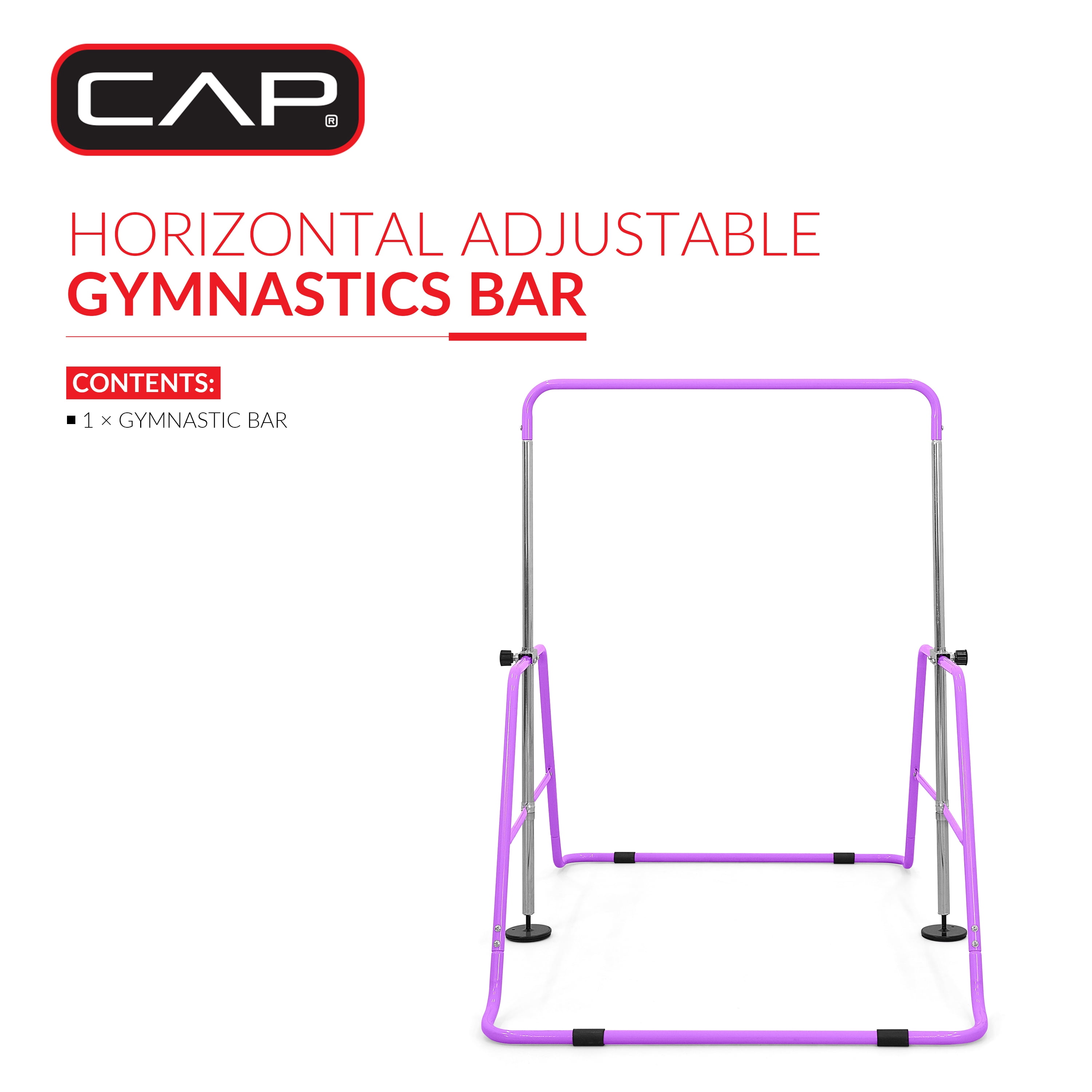 CAP Adjustable Height Horizontal Gymnastics Bar for Kids, Purple