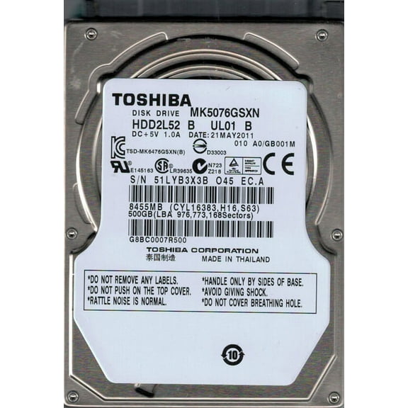 MK5076GSXN HDD2L52 B UL01 B Toshiba 500GB