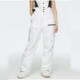 thumbnail image 2 of Ski Bib Pants For Women & Men Multi Pockets Detachable Strap Outdoor Windproof Waterproof Snow Overalls Cargo Pant (XL, White), 2 of 7