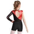 thumbnail image 4 of Jowowha Kids Girls Gymnastics Leotard Suit Bodysuit with Short Long Sleeve Figure Skating Outfit Red&Black 14, 4 of 7
