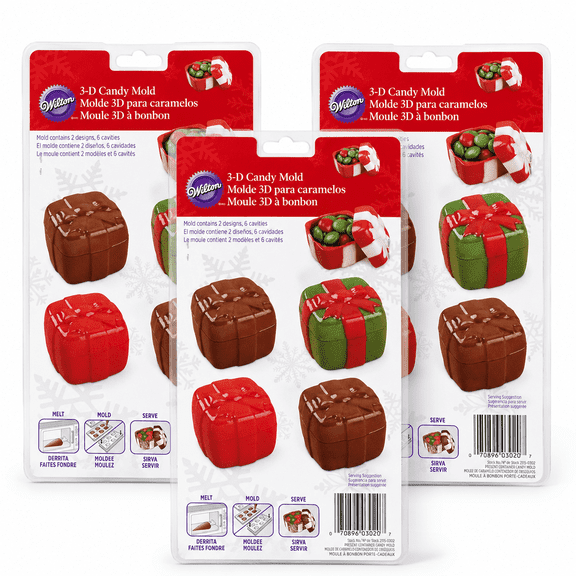 Product Title: Wilton 3-D Present Candy Mold, 2 Designs 6 Cavities Each, Set of 3 Packs – 18 Total Mold Cavities