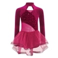 thumbnail image 3 of Miutii Girls Long Sleeve Ballerina Dancewear Ballet Dance Dress Sequin Tutu Skirted Leotard Hot Pink 8, 3 of 5