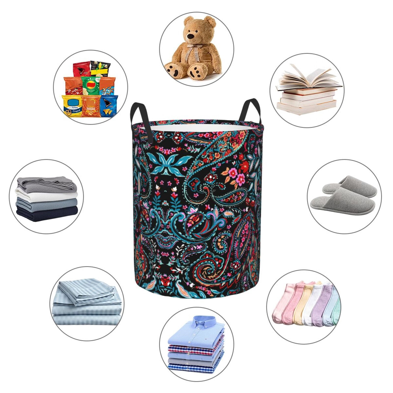 Large Laundry Basket with Handles - Paisley Kids Baby Dirty Clothes Laundry Hamper for Bedroom Aesthetic