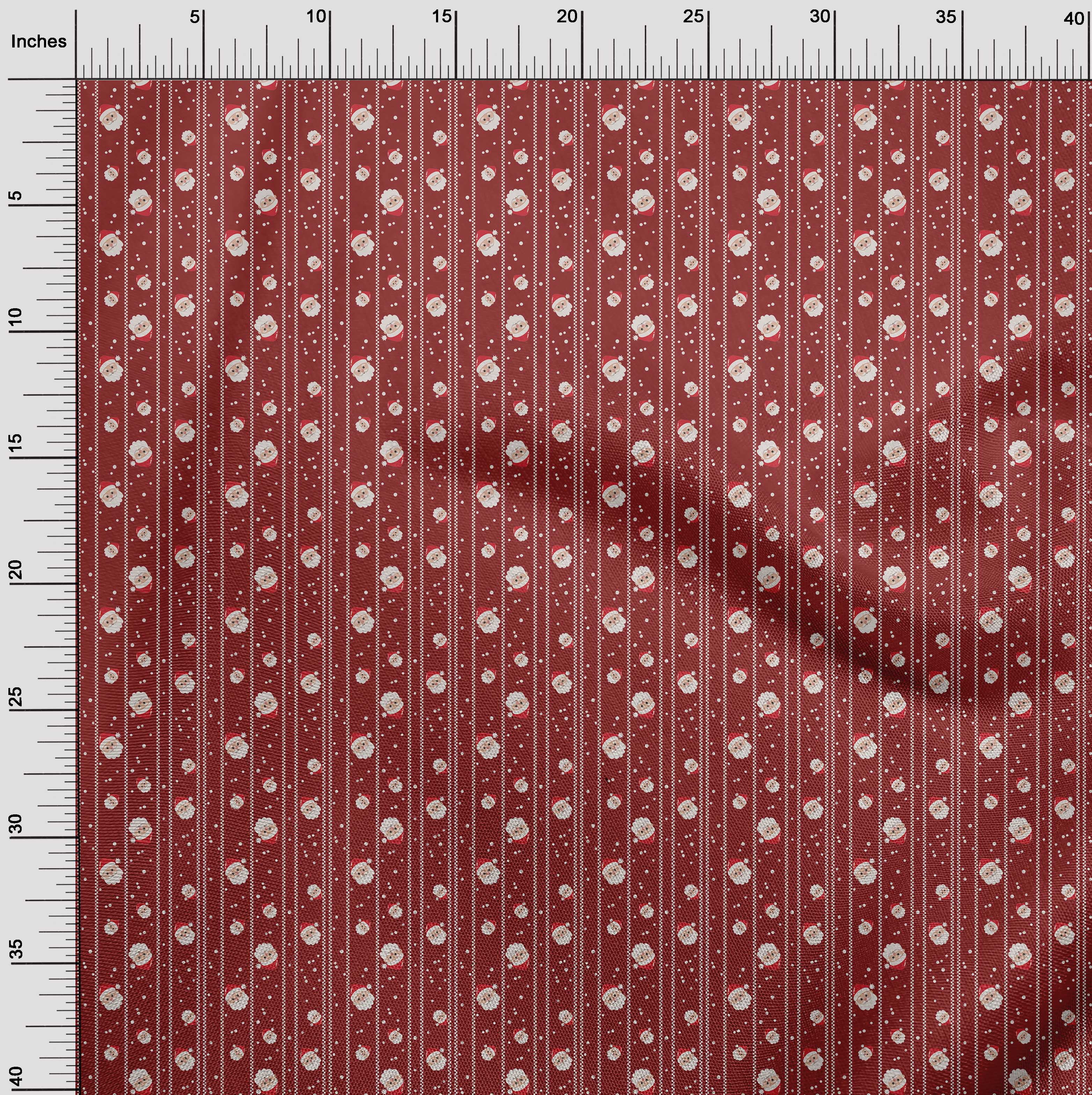 oneOone Polyester Spandex Maroon Fabric Merry Christmas Sewing Material Print Fabric By The Yard 56 Inch Wide
