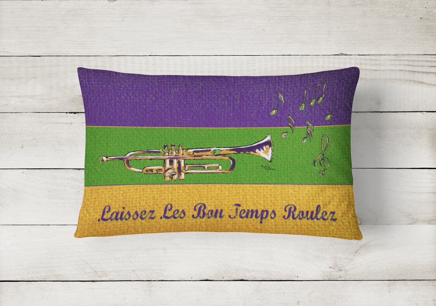 Carolines Treasures 8382PW1216 Mardi Gras Indoor & Outdoor Decorative Fabric Pillow - 12 x 16 in.