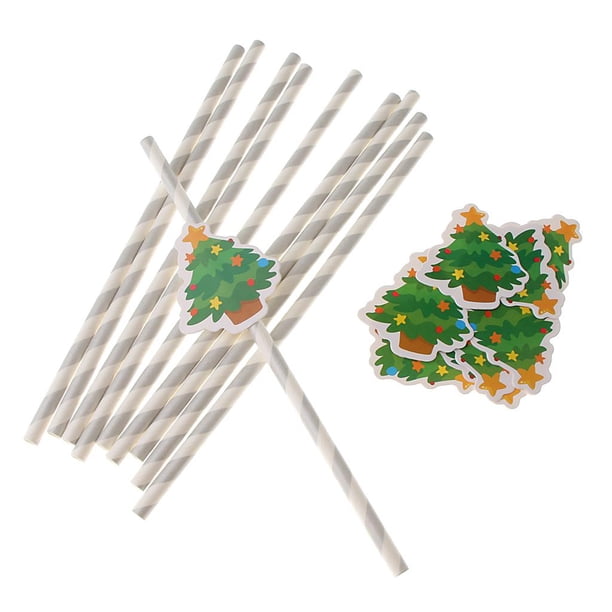 10x Para Beber De Navidad Cóctel De Papel Para De Cumpleaños De Navidad Árbol de Navidad
