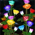 thumbnail image 1 of Paquete de 4 Luces Solares de Jardín, Luces Decorativas de Flores Solares con 20 Flores de Rosas para Decoración de Fiesta en el Césped del Patio Exterior, 1 of 5