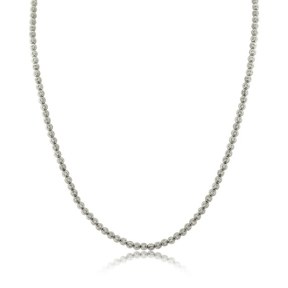 10k White Gold 4mm Diamond Cut Disco Moon Chain Necklace with Lobster Lock (20")